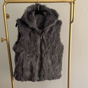 Gray Faux Fur Reversible Vest